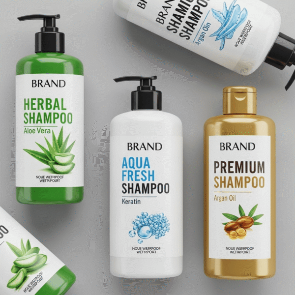 Shampoo bottles Labels